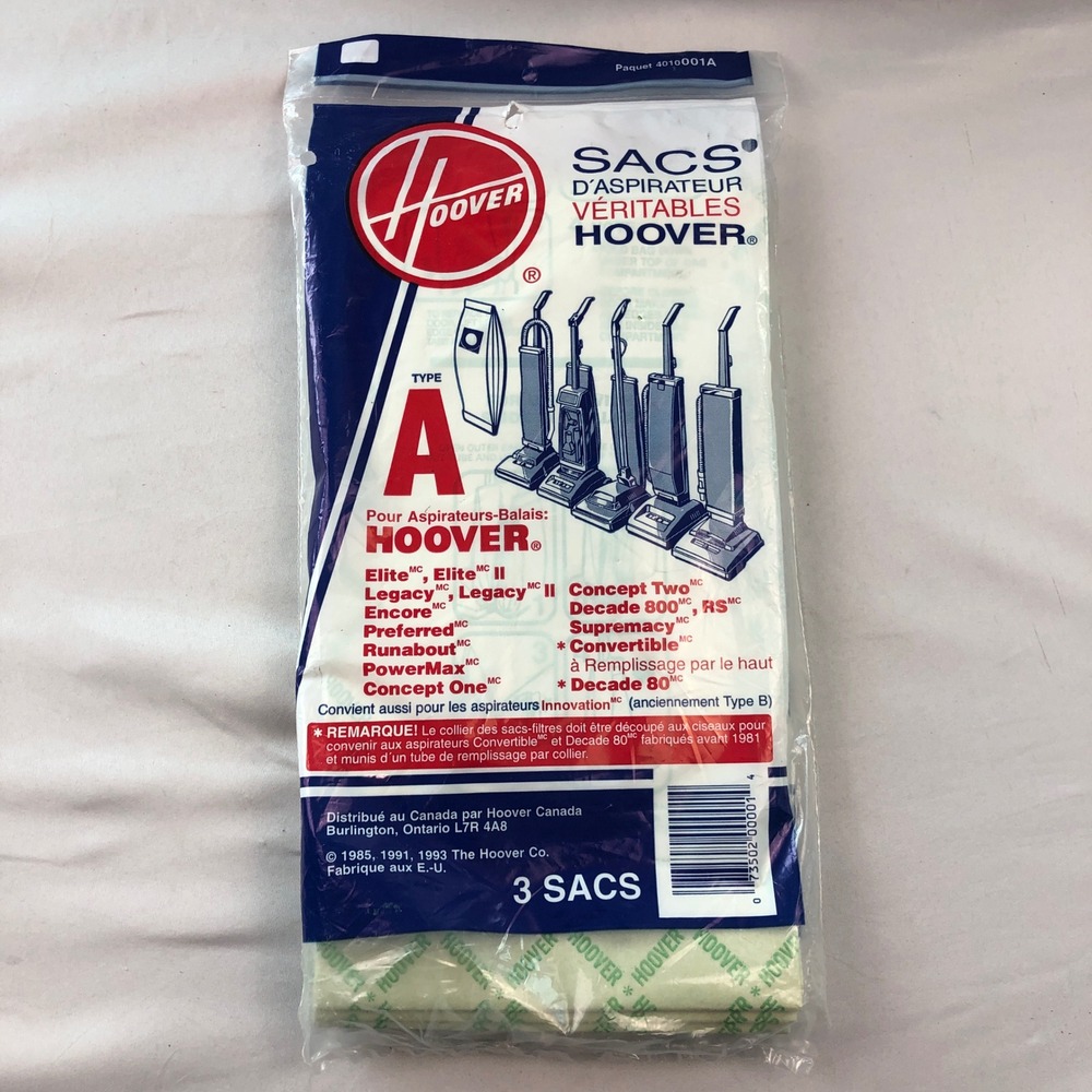 Hoover Type A Vacuum Cleaner Bags 3 Pack Genuine OEM 4010001A Elite Legacy Bag